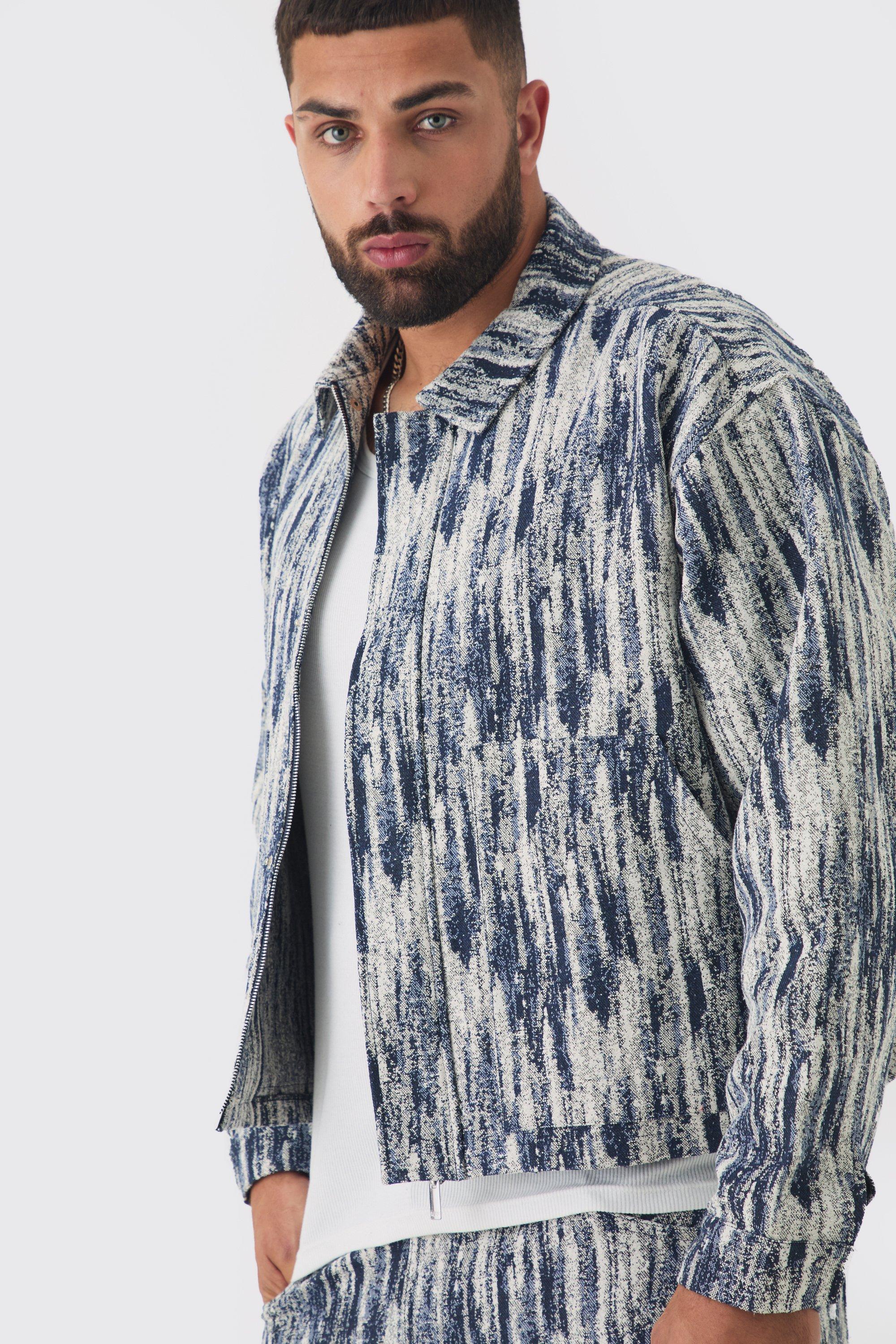 Plus Oversized Fit Fabric Interest Denim Jacket boohoo IE